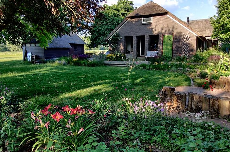 Buitenzijde van Vakantiehuisje in Zalk, omgeven door weelderige tuin in Noordwest Overijssel.