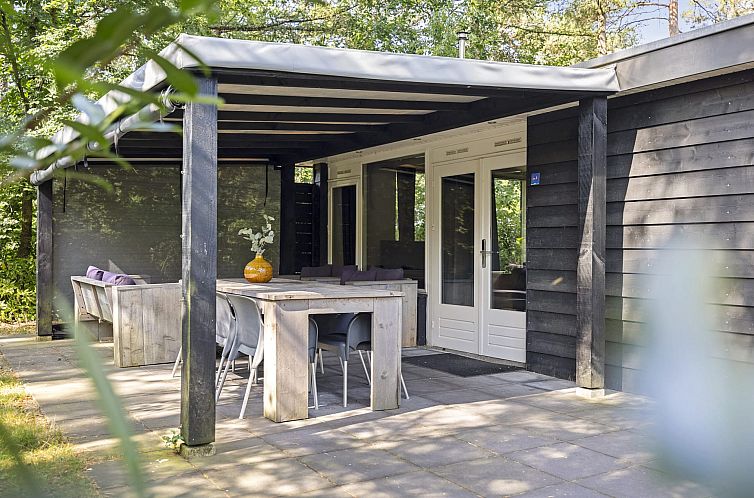 Veranda of Bungalow Schoonoord in Doorn, Utrechtse Heuvelrug, surrounded by nature and tranquility, perfect for a relaxing vacation.