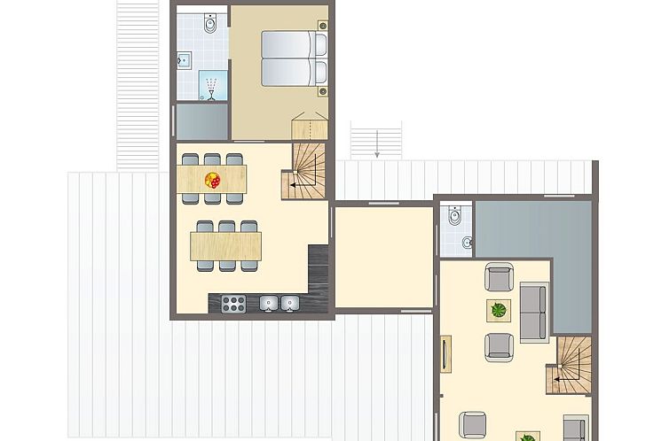 De Reeuwijkse Plassen 12-Personen-Wasserhaus in Reeuwijk, Gruenes Herz, Suedholland, mit gruenem Garten und Holzfassaden.