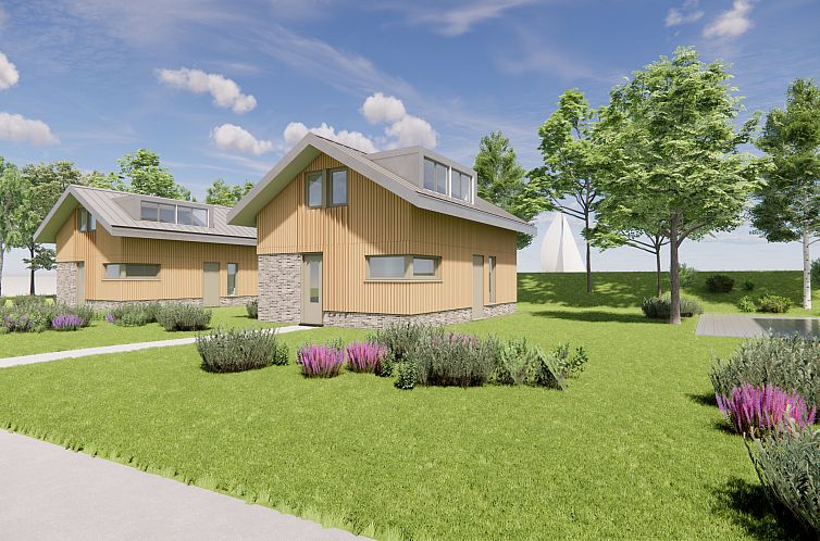 Chalet in Warmond in the Green Heart of South Holland, surrounded by lush nature and beautiful garden views.