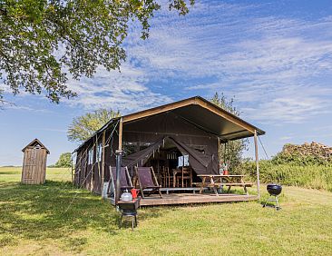 Glampinglodge de luxe met privé sanitair